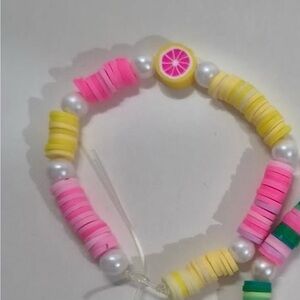 pink and yellow lemon claybead bracelets